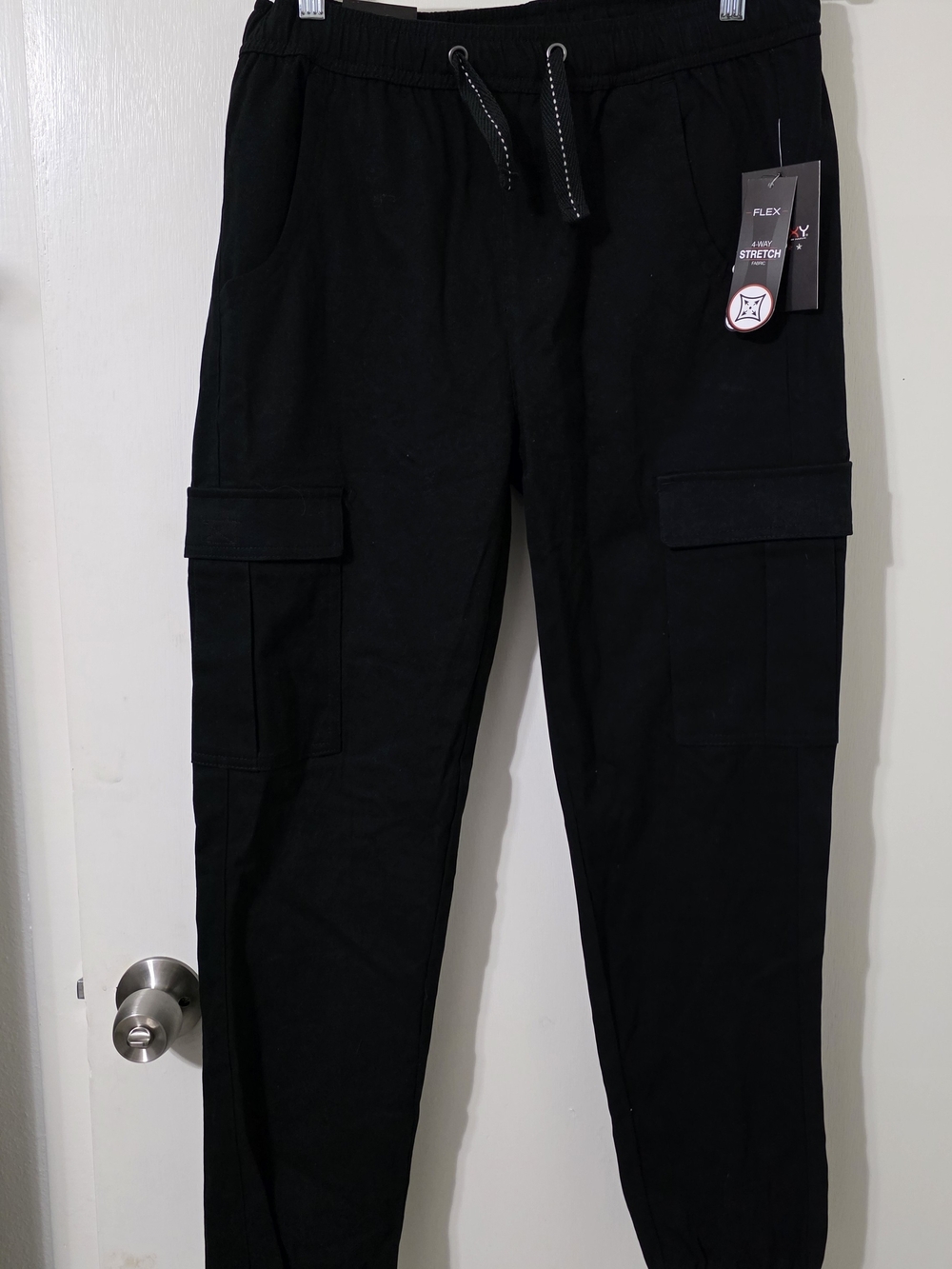 Men's Black Cargo Jogger Pants - Flex Stretch- Galaxy by Marvic Small
